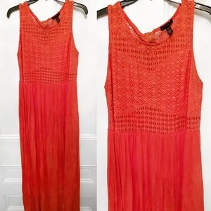 Red orange maxi dress with lace